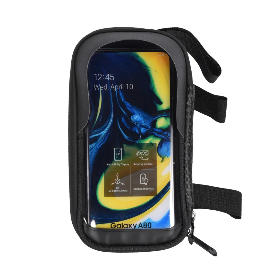 Bike Phone Front Frame Bag Bicycle Cell Phone Holder Hard EVA Pressure-Resistant Handlebar Bag TPU Touch-Screen with Sun-Visor Compatible